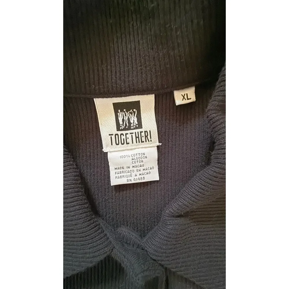Vintage Together! Women’s Black Embroidered Floral Button Up Cardigan Sweater XL - Picture 5 of 8